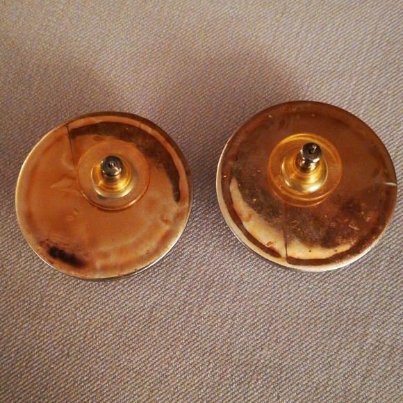 Vintage Dark Blue & Gold Earrings - Picture 2 of 4